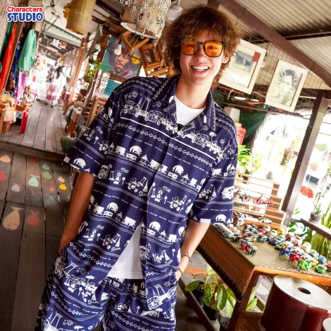 Disney Mickey Go Thailand Shirt & Pants - เสื้อกางเกงช้าลาย ลายมิกกี้ ไทยแลนด์ ผ้าเรย่อน 100%