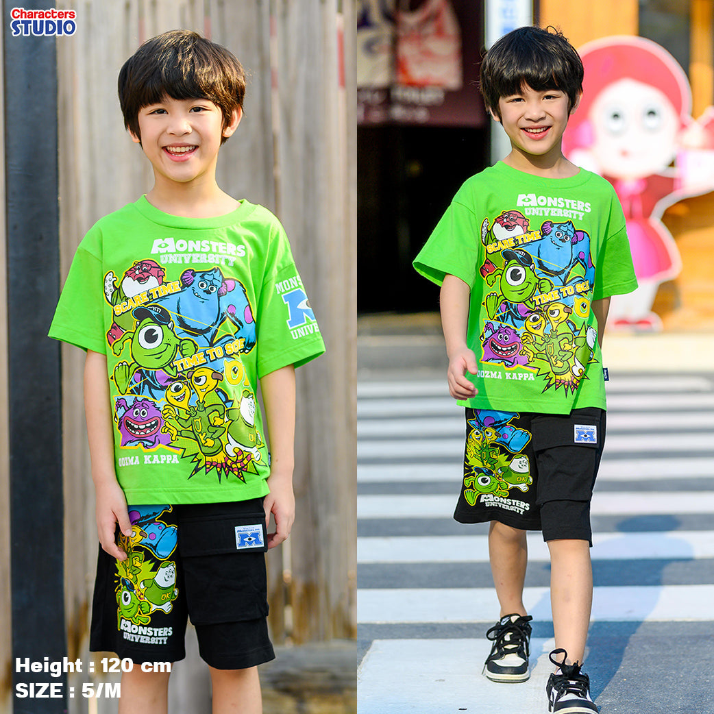 Disney Boy Family Monsters university Oversized T-Shirt and Shortss - เสื้อยืดเด็กโอเวอร์ไซส์และกางเกงเด็ก มอนสเตอร์