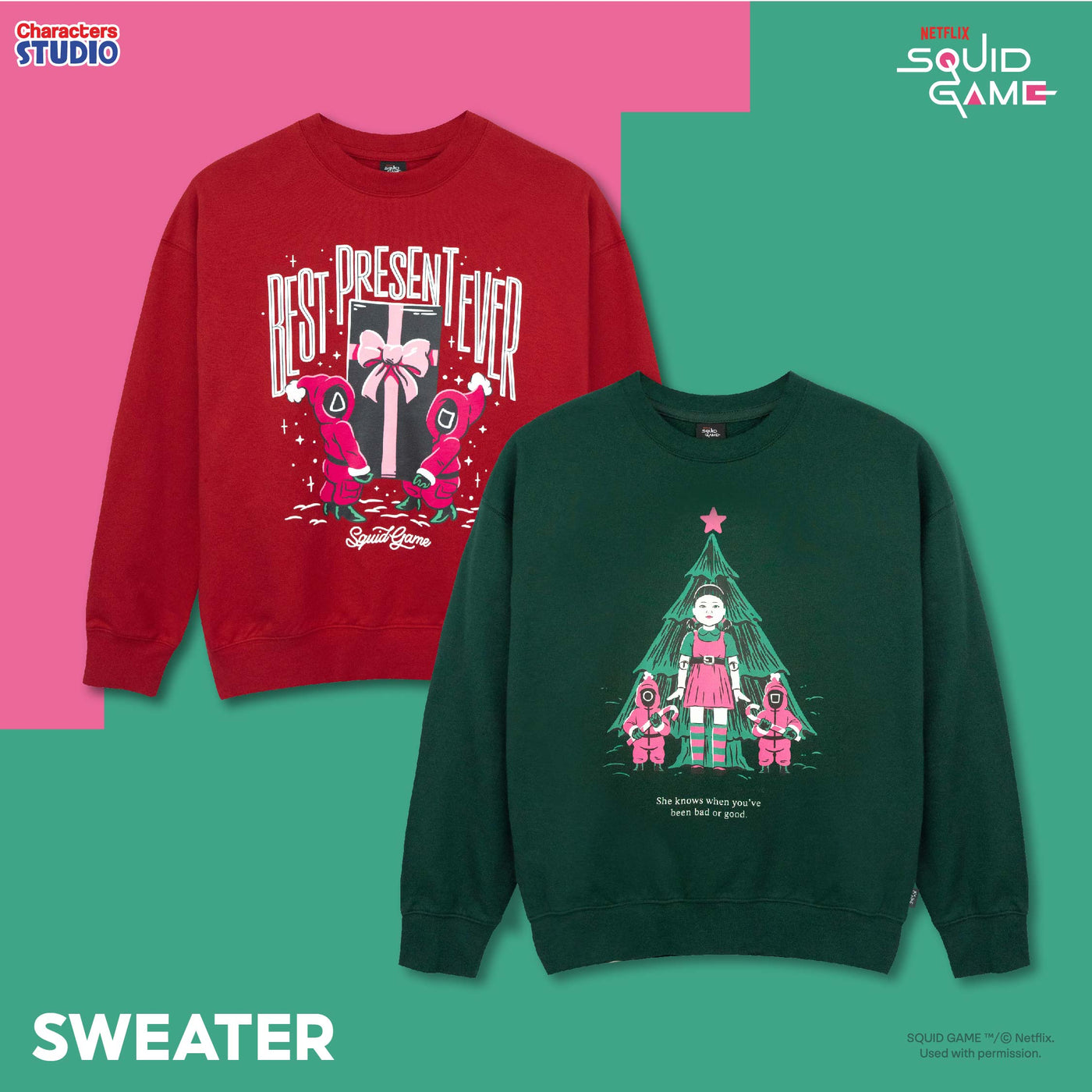 Squid Game Men&Women Sweater - เสื้อสเวตเตอร์ผู้ใหญ่ สควิดเกม สินค้าลิขสิทธิ์ 100%