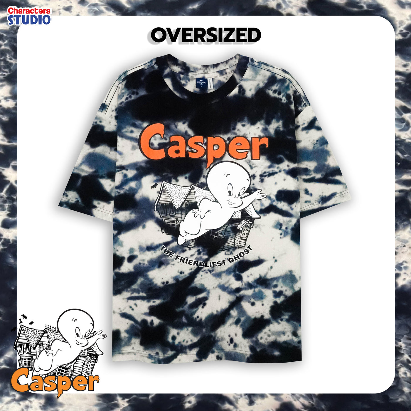 Universal Studios Men Casper  // Oversized T-Shirt //  - เสื้อโอเวอร์ไซส์ ยูนิเวอร์แซล สตูดิโอ ผีน้อย แคสเปอร์ มัดย้อม