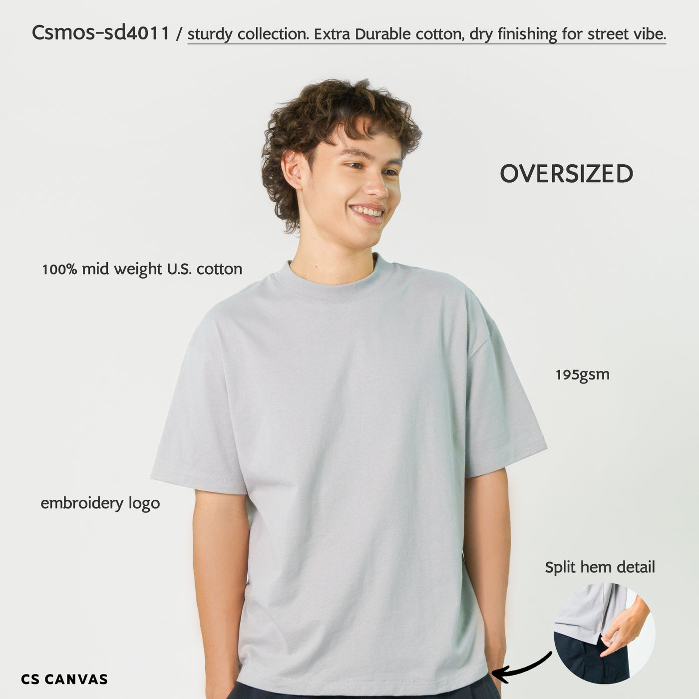 CS CANVAS Men Urban Vibe //Oversized T-Shirt // - เสื้อยืดเปล่า ผู้ชายโอเวอร์ไซส์ ผ้า Cotton USA