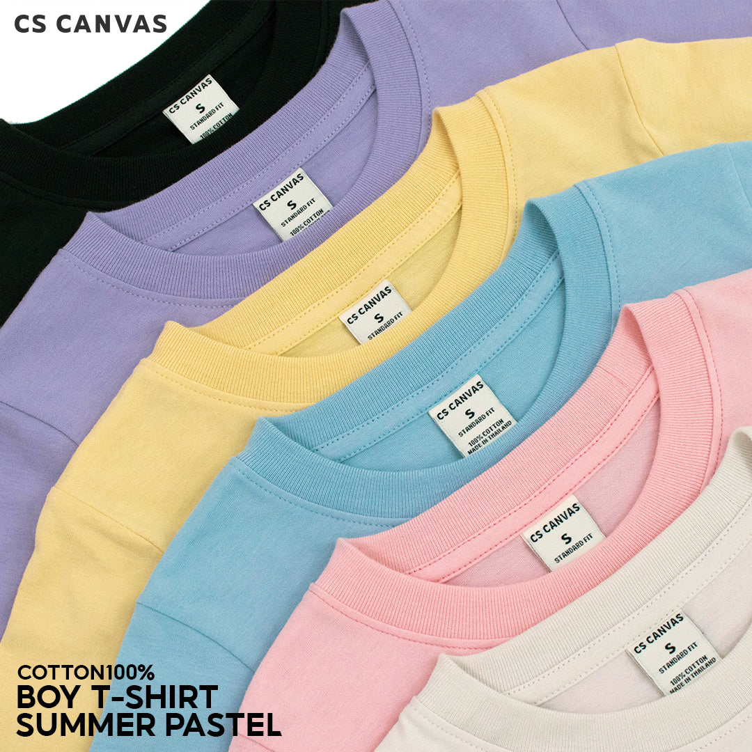 CS CANVAS  Boy T-Shirt // Summer Pastel //  - เสื้อยืดเปล่า มีกระเป๋า เด็กผู้ชาย ผ้า cotton100% ใส่สบายไม่ร้อน