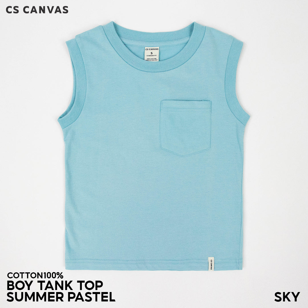 CS CANVAS BOY TANK TOP // Summer Pastel // - เสื้อกล้ามเปล่า เด็กผู้ชาย ผ้า cotton 100% ใส่สบาย ไม่ร้อน