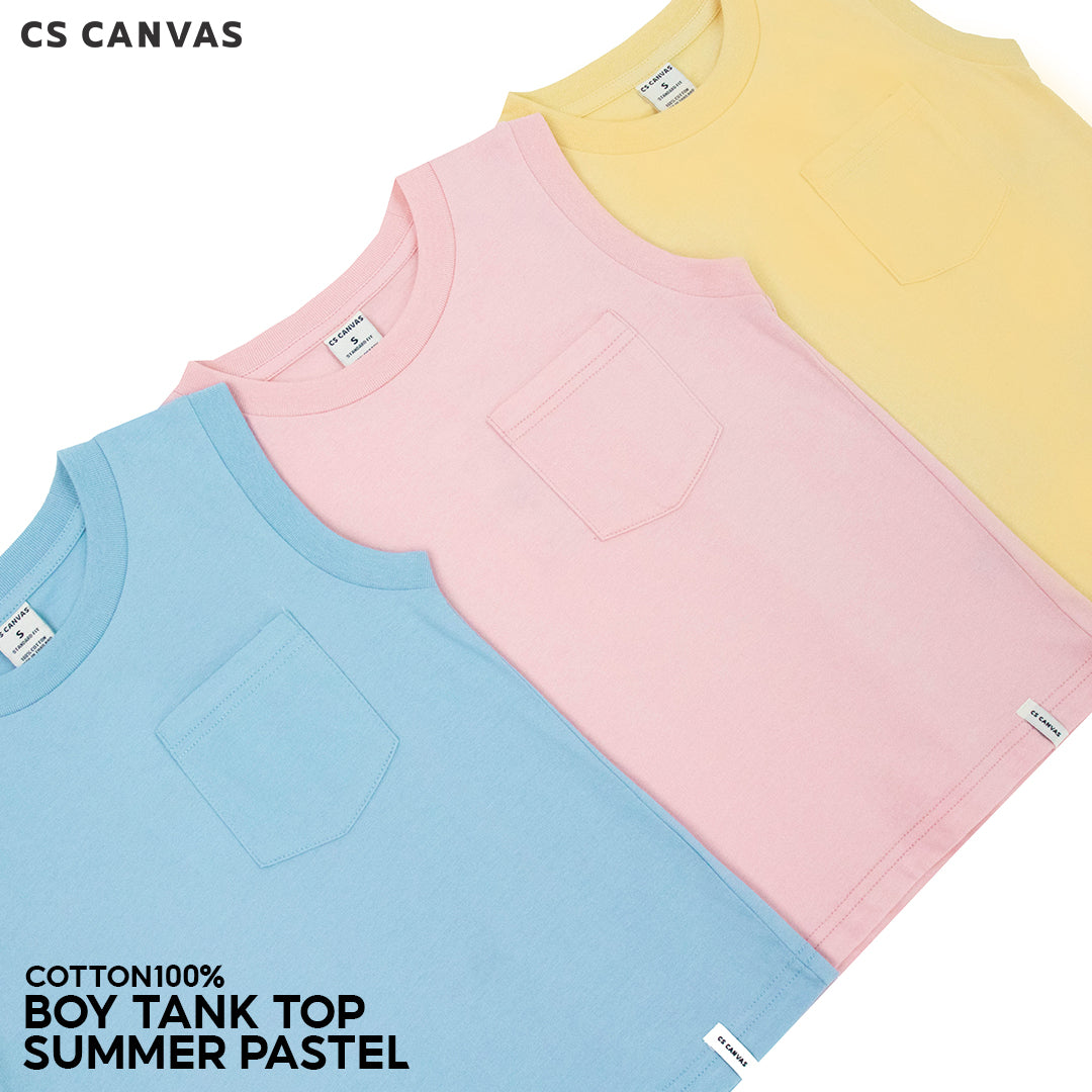 CS CANVAS BOY TANK TOP // Summer Pastel // - เสื้อกล้ามเปล่า เด็กผู้ชาย ผ้า cotton 100% ใส่สบาย ไม่ร้อน