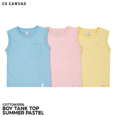 CS CANVAS BOY TANK TOP // Summer Pastel // - เสื้อกล้ามเปล่า เด็กผู้ชาย ผ้า cotton 100% ใส่สบาย ไม่ร้อน