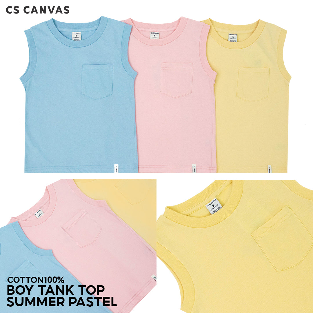 CS CANVAS BOY TANK TOP // Summer Pastel // - เสื้อกล้ามเปล่า เด็กผู้ชาย ผ้า cotton 100% ใส่สบาย ไม่ร้อน