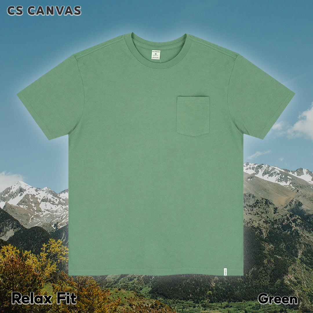 CS CANVAS Men Shades Of Forest //ทรง Relax T-Shirt // - เสื้อยืดเปล่าผู้ชาย มีกระเป๋าที่อก ผ้า cotton ใส่สบายไม่ร้อน