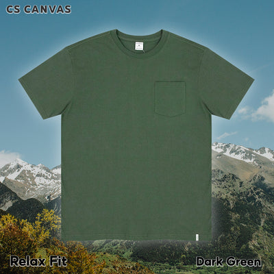 CS CANVAS Men Shades Of Forest //ทรง Relax T-Shirt // - เสื้อยืดเปล่าผู้ชาย มีกระเป๋าที่อก ผ้า cotton ใส่สบายไม่ร้อน