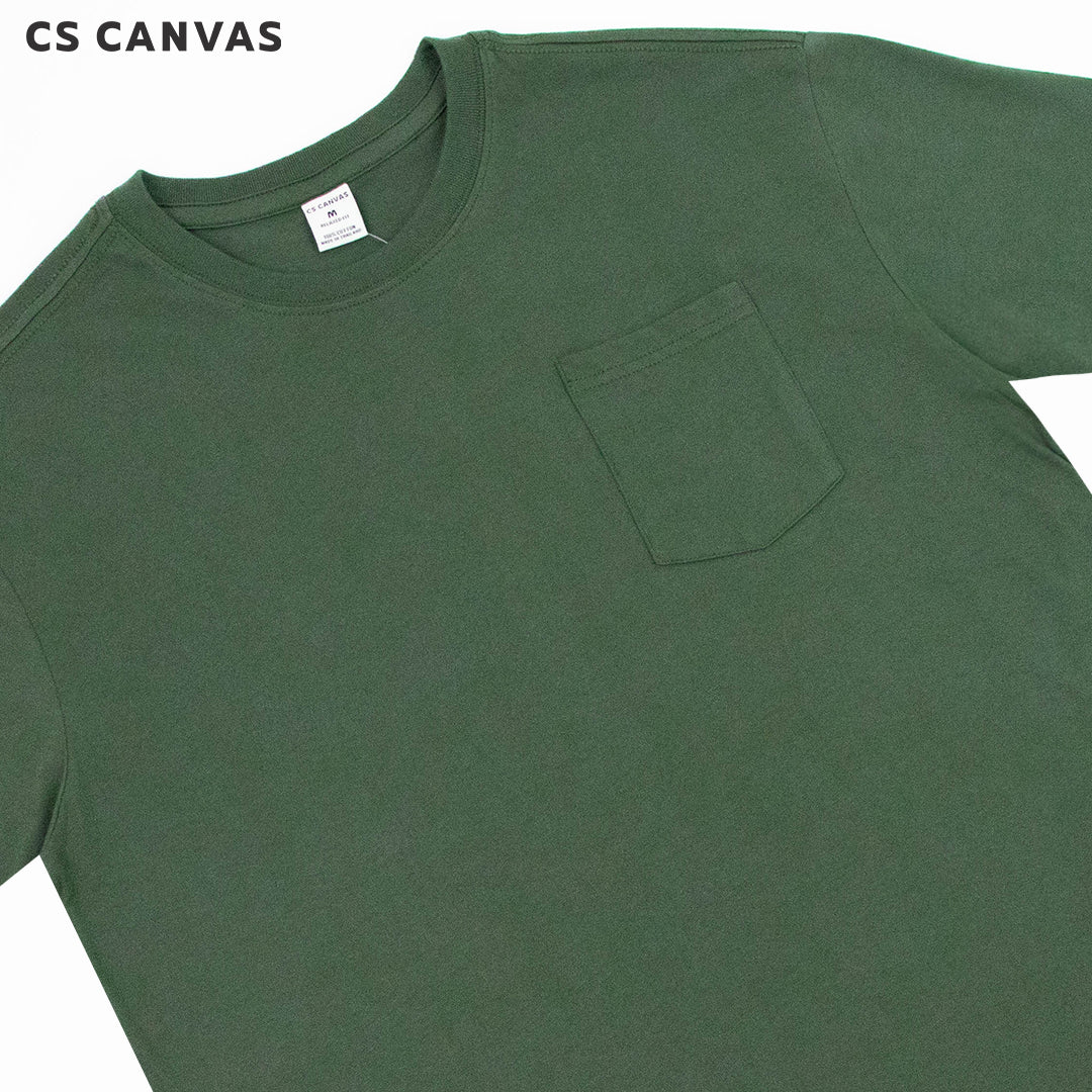 CS CANVAS Men Shades Of Forest //ทรง Relax T-Shirt // - เสื้อยืดเปล่าผู้ชาย มีกระเป๋าที่อก ผ้า cotton ใส่สบายไม่ร้อน