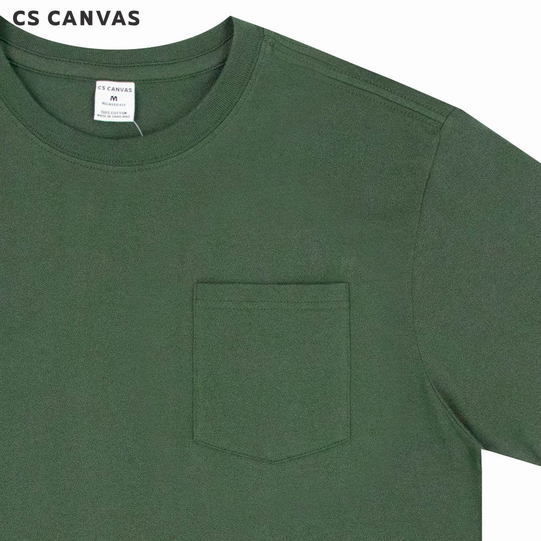 CS CANVAS Men Shades Of Forest //ทรง Relax T-Shirt // - เสื้อยืดเปล่าผู้ชาย มีกระเป๋าที่อก ผ้า cotton ใส่สบายไม่ร้อน