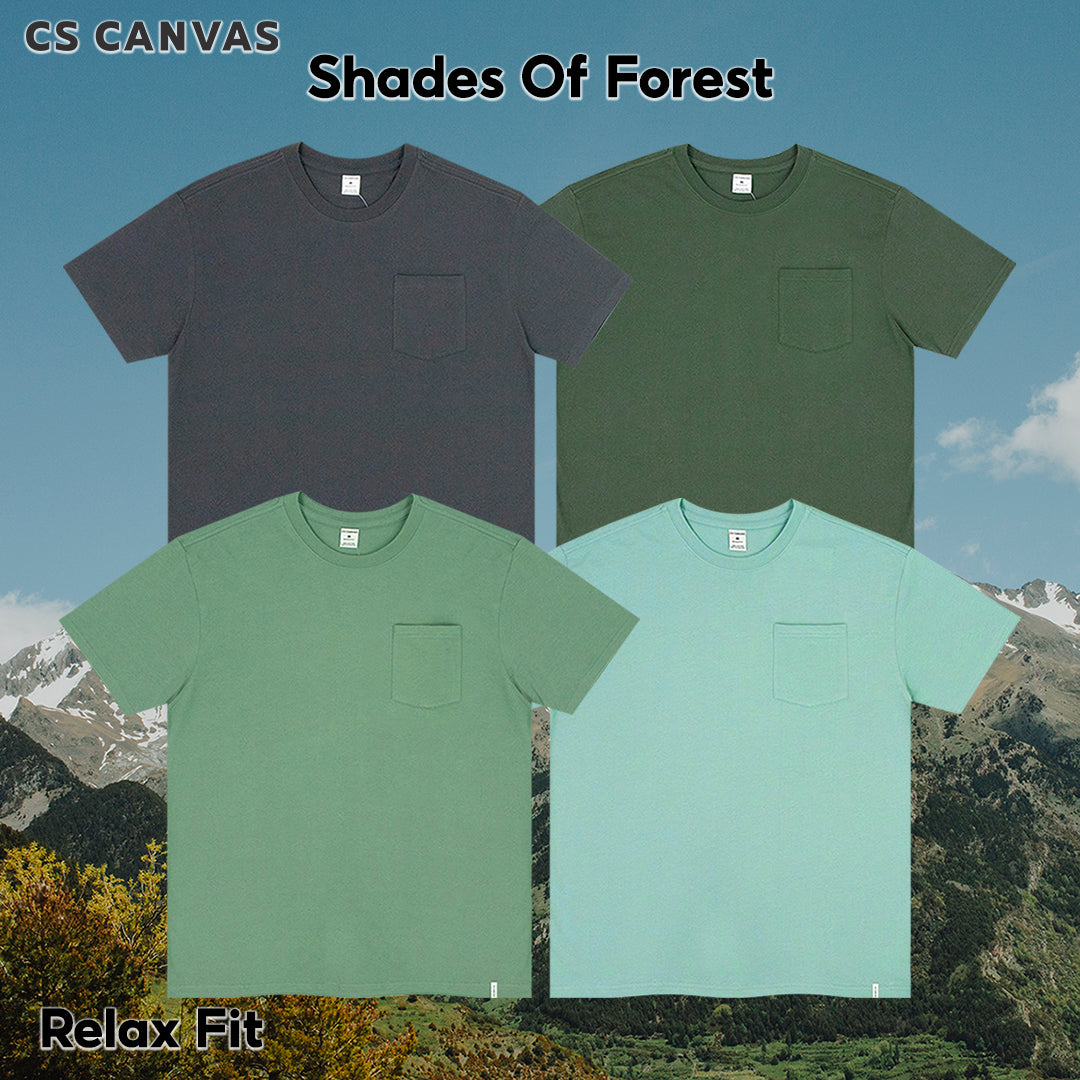 CS CANVAS Men Shades Of Forest //ทรง Relax T-Shirt // - เสื้อยืดเปล่าผู้ชาย มีกระเป๋าที่อก ผ้า cotton ใส่สบายไม่ร้อน