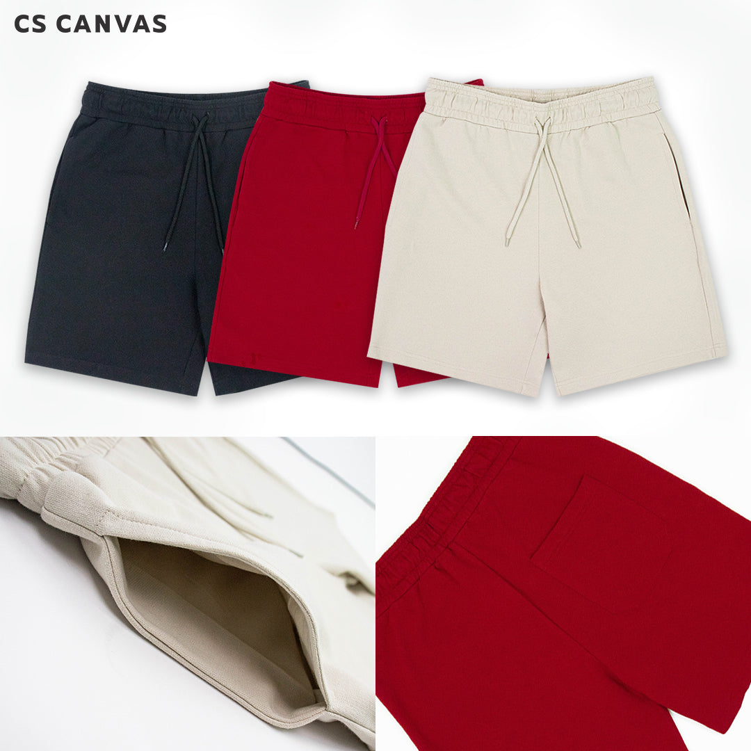 CS CANVAS Men Shorts - กางเกงขาสั้นผู้ใหญ่ ผ้าเกร็ดปลา(French Terry)  ผ้านุ่มฟู มีความหนานุ่ม ยืดหยุ่นใส่สบาย