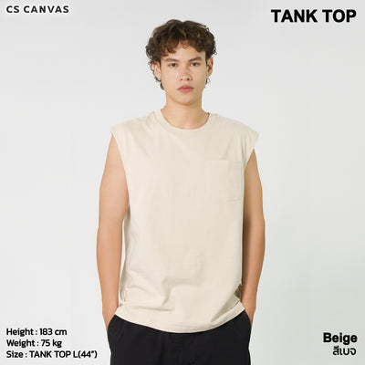 CS CANVAS Men Sturdy // Adult Tank Top // - เสื้อยืดเปล่า ผู้ชายโอเวอร์ไซส์ ผ้า Cotton USA หนา