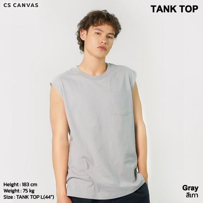 CS CANVAS Men Sturdy // Adult Tank Top // - เสื้อยืดเปล่า ผู้ชายโอเวอร์ไซส์ ผ้า Cotton USA หนา