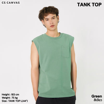 CS CANVAS Men Sturdy // Adult Tank Top // - เสื้อยืดเปล่า ผู้ชายโอเวอร์ไซส์ ผ้า Cotton USA หนา