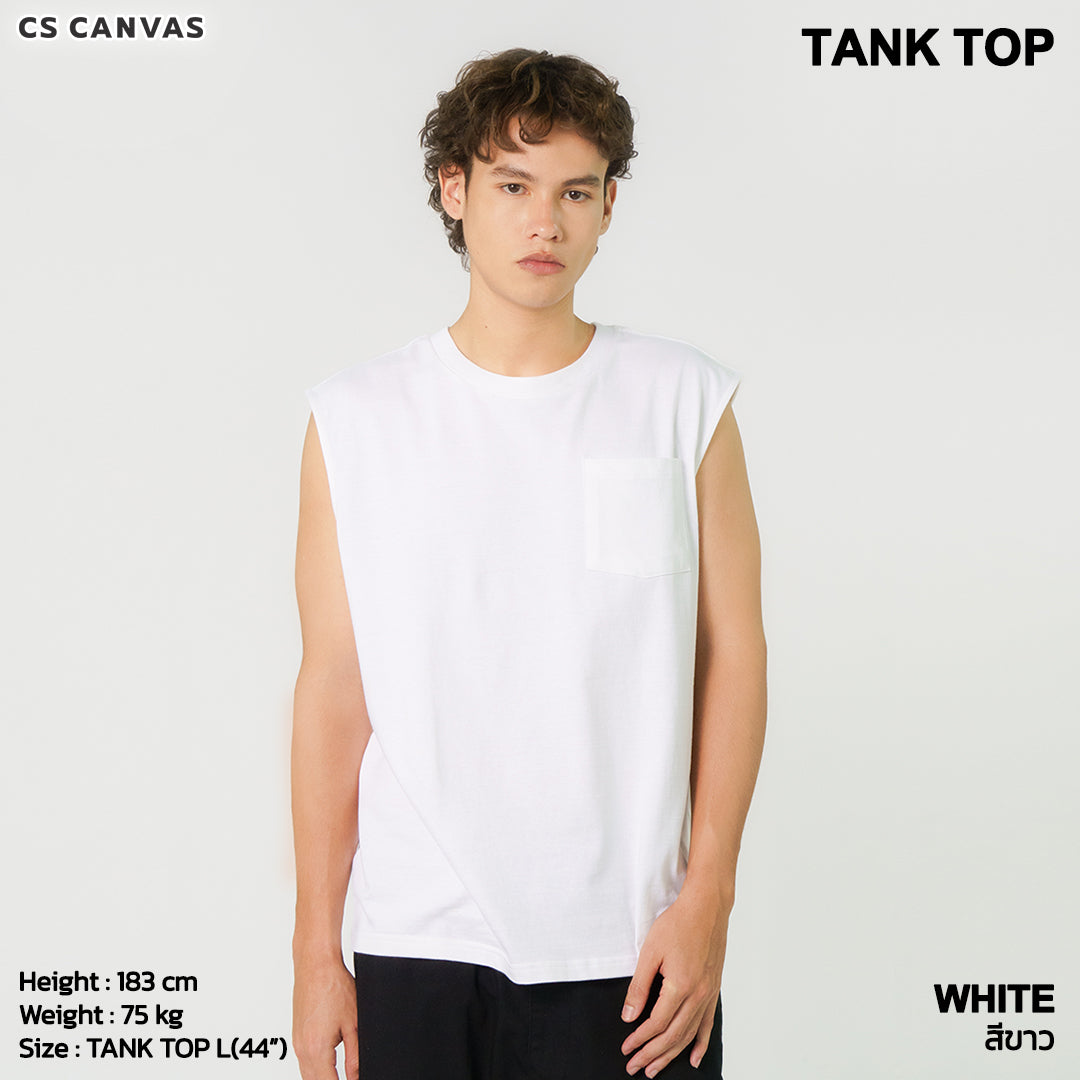 CS CANVAS Men Sturdy // Adult Tank Top // - เสื้อยืดเปล่า ผู้ชายโอเวอร์ไซส์ ผ้า Cotton USA หนา
