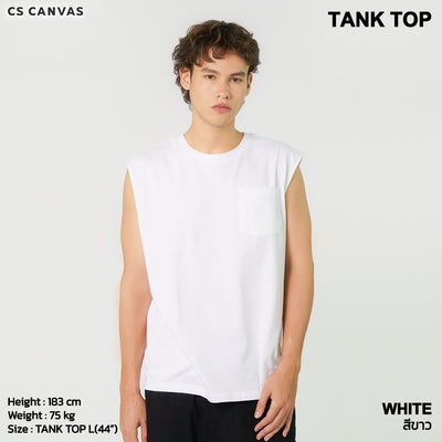 CS CANVAS Men Sturdy // Adult Tank Top // - เสื้อยืดเปล่า ผู้ชายโอเวอร์ไซส์ ผ้า Cotton USA หนา