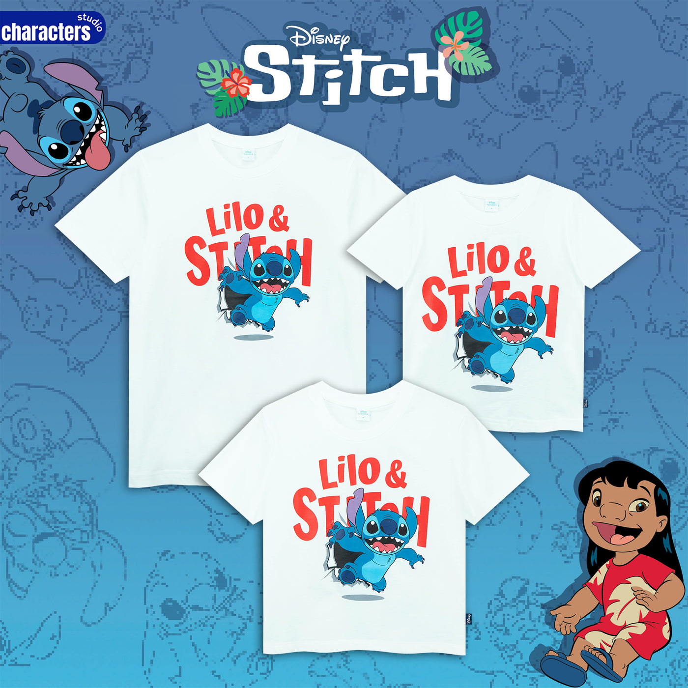 Disney Family Stitch // T-Shirt Lilo & Stitch // -  เสื้อยืด ดิสนีย์ ลาย ลิโล่แอนด์สติทช์ ผ้า Cotton 100%
