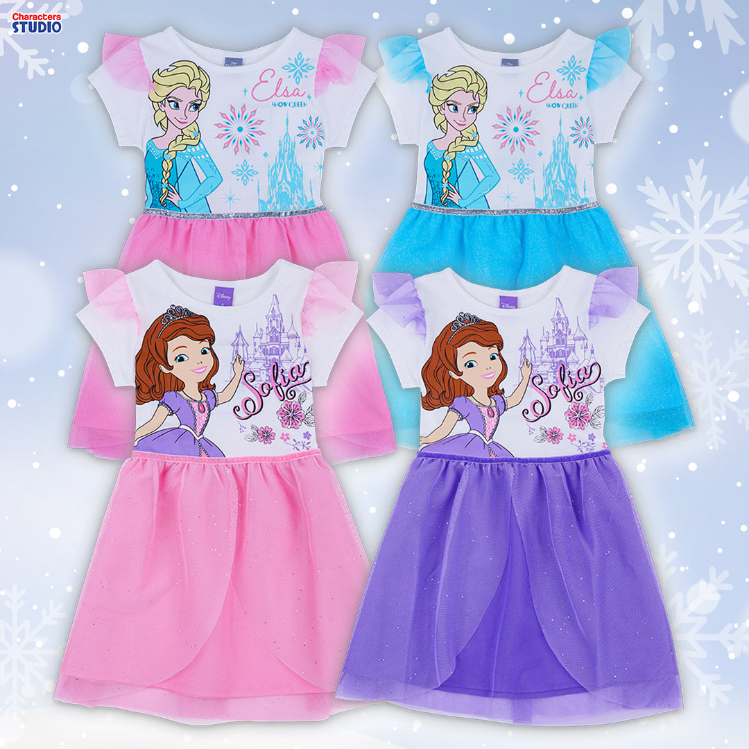 Disney Frozen & Sofia Girl Dress - ชุดเดรสกระโปรงเด็กผู้หญิง ลายเจ้าหญิงโฟรเซ่น เจ้าหญิงโซเฟีย