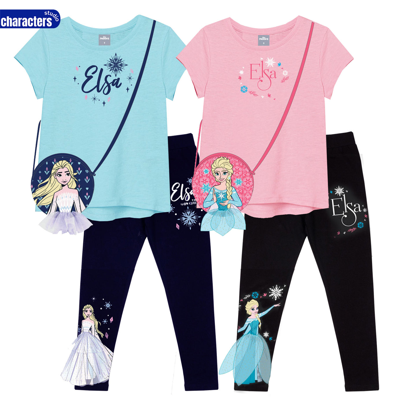 Disney Girl Frozen Elsa  T-Shirt and Legging - เสื้อยืดเด็กผู้หญิงโฟร่เซ่น มีกระเป๋า และเลกกิ้ง เจ้าหญิงเอลซ่า