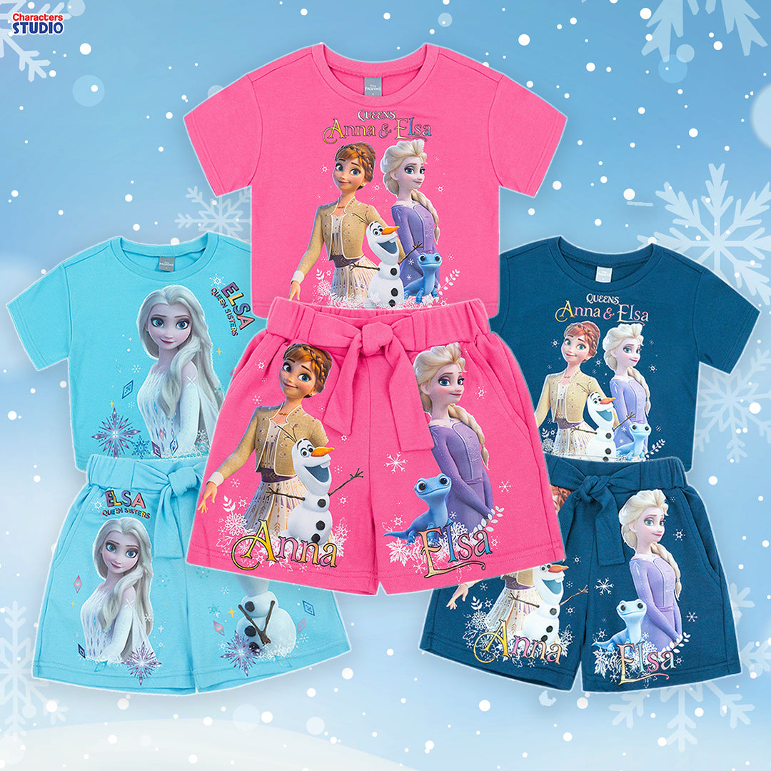 Disney Frozen Elsa Girl Set T-Shirt&Shorts - ชุดเซ็ท เสื้อกางเกง เด็กผู้หญิง ลายเจ้าหญิงโฟรเซ่น