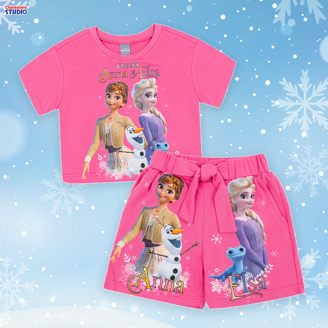 Disney Frozen Elsa Girl Set T-Shirt&Shorts - ชุดเซ็ท เสื้อกางเกง เด็กผู้หญิง ลายเจ้าหญิงโฟรเซ่น