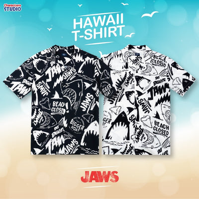 Universal Studios Men Jaws Hawaii T-Shirt - เสื้อฮาวายผู้ชายยูนิเวอร์แซล สตูดิโอ ลายจอว์ส