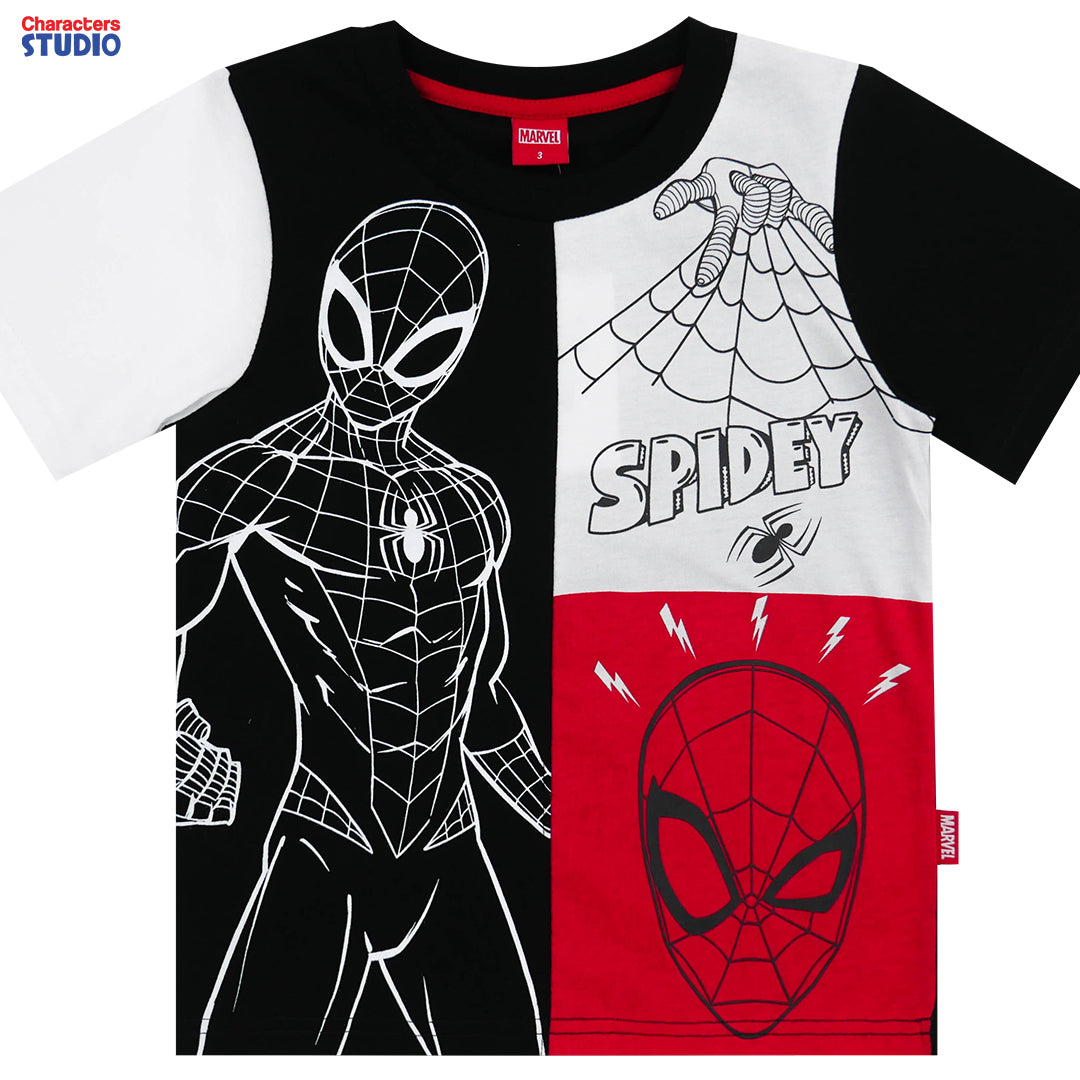 Marvel Boy Spider-man T-Shirt & Shorts - เสื้อมาร์เวลเด็กผู้ชายพิมพ์ ลายสไปเดอร์แมน และกางเกงขาสั้น ลายสไปเดอร์แมน