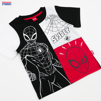 Marvel Boy Spider-man T-Shirt & Shorts - เสื้อมาร์เวลเด็กผู้ชายพิมพ์ ลายสไปเดอร์แมน และกางเกงขาสั้น ลายสไปเดอร์แมน