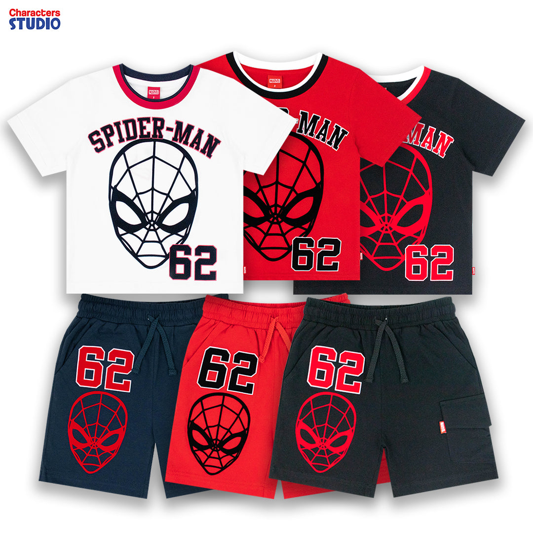 Marvel Boy Spider-Man Flock Print T-Shirt &Short - เสื้อยืด และกางเกงเด็กลายสไปเดอร์แมน