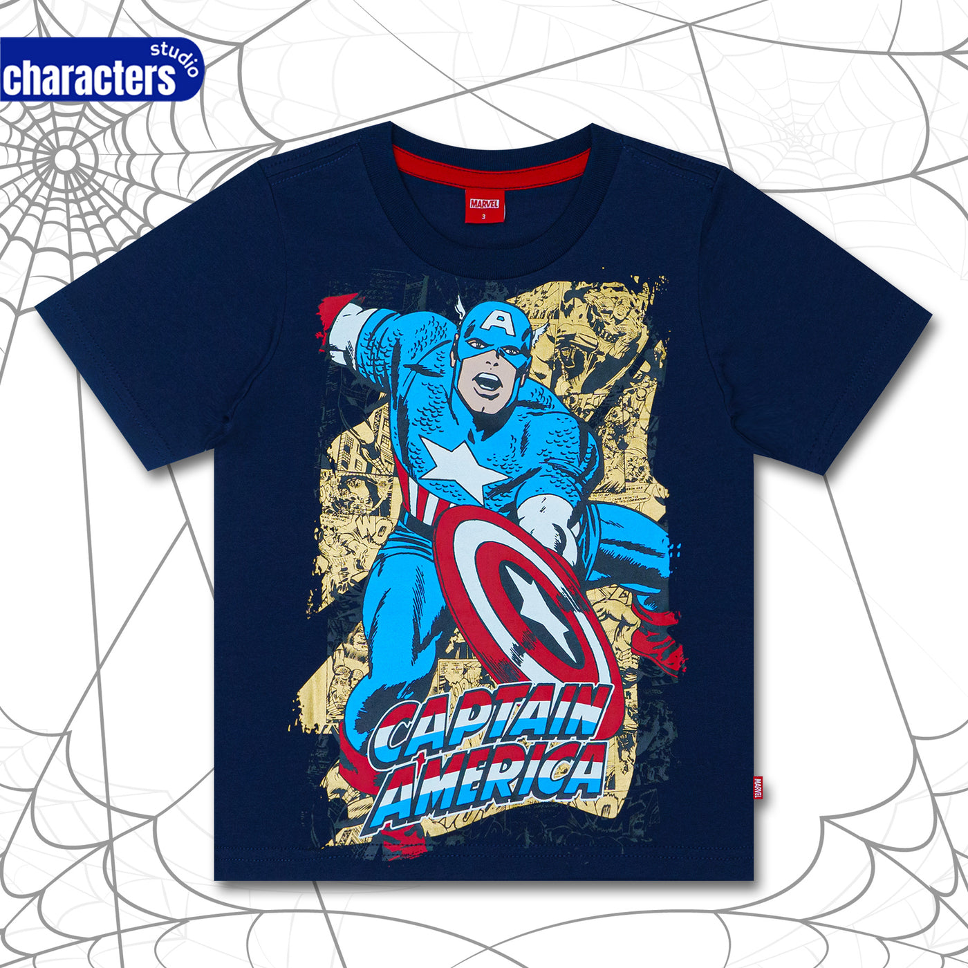 Marvel Boy Spider-Man/hulk/Captain America T-shirts - เสื้อยืดเด็กผู้ชาย ลายสไปเดอร์แมน กัปตันอเมริกาและฮัค