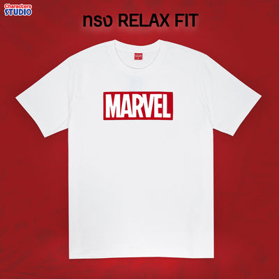 Marvel Men logo Flock Print T-Shirt - เสื้อมาร์เวลผู้ชายพิมพ์กำมะหยี่