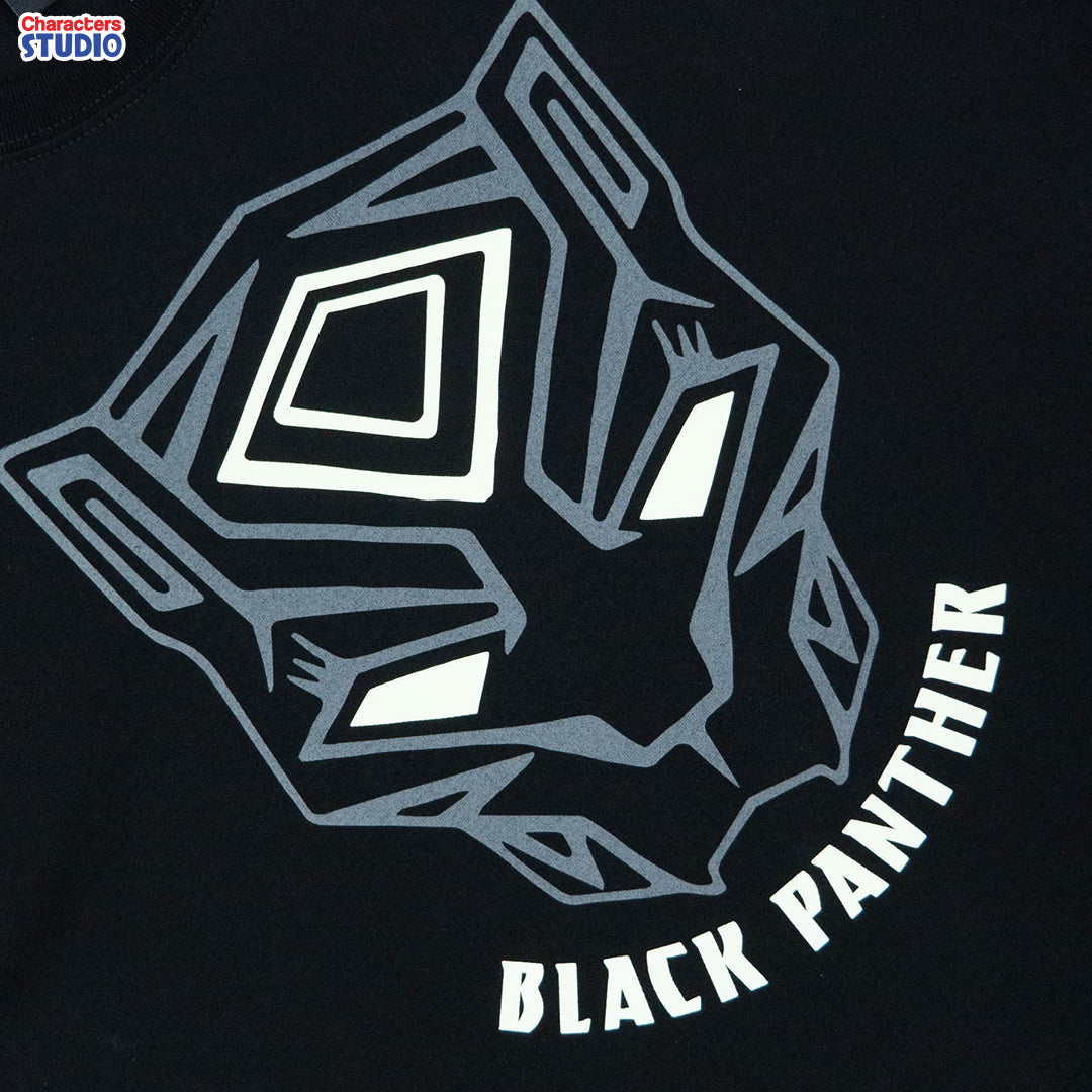 Marvel Men Black Panther Glow In The Dark (ทรง Relax)T-Shirt - เสื้อยืดแบล็คแพนเธอร์ เทคนิคเรืองแสงในที่มืด ทรงรีแลค