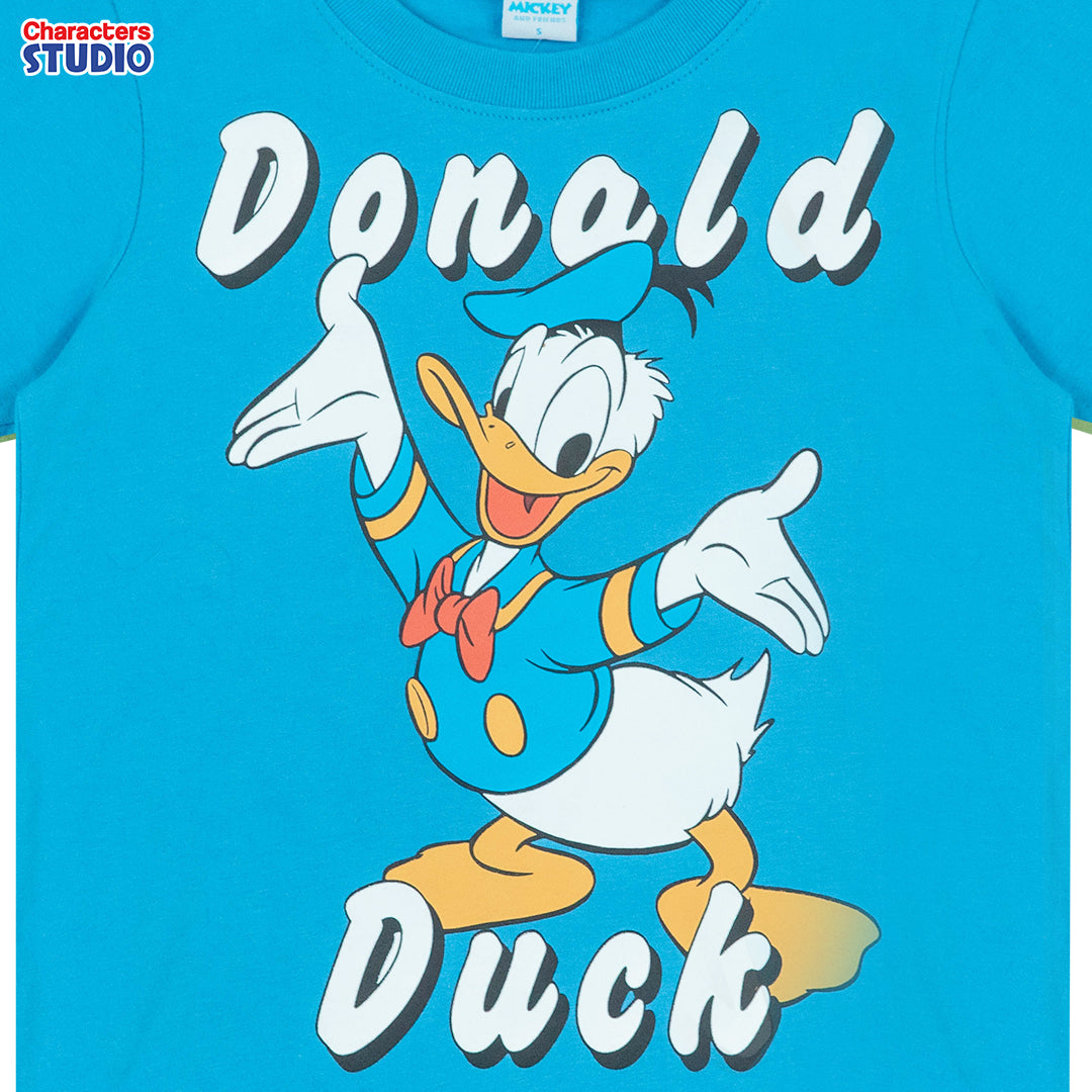 Disney Men&Boy Donald Duck&Goofy T-Shirt - เสื้อยืดผู้ใหญ่โอเวอร์ไซส์ เสื้อยืดเด็ก ดิสนี่ ลายโดนัลด์ดั๊กและกูฟฟี่