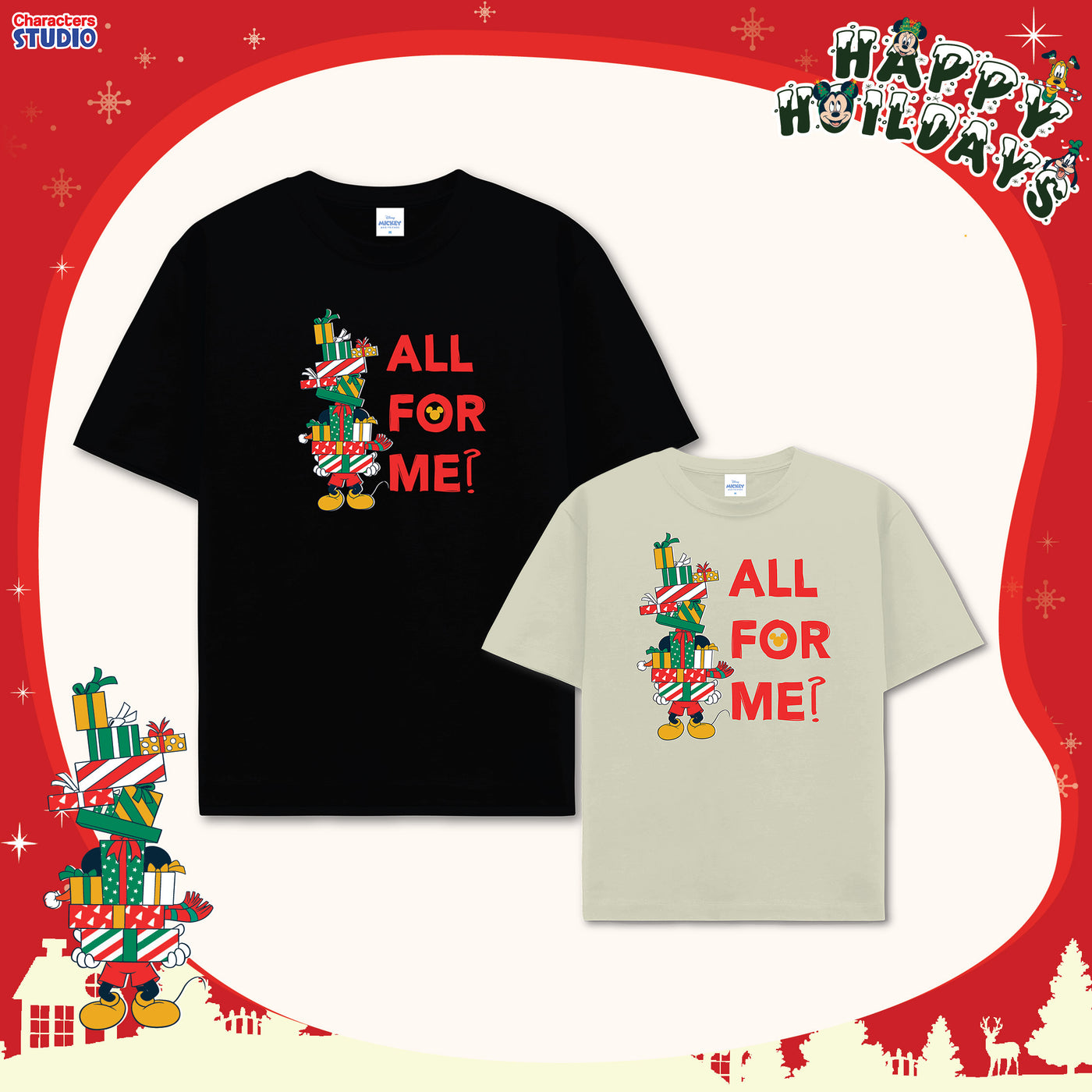 Disney Family T-Shirt Mickey Mouse & Friends Christmas  - เสื้อยืดดิสนีย์ครอบครัวมิกกี้เมาส์และผองเพื่อน คริสต์มาส