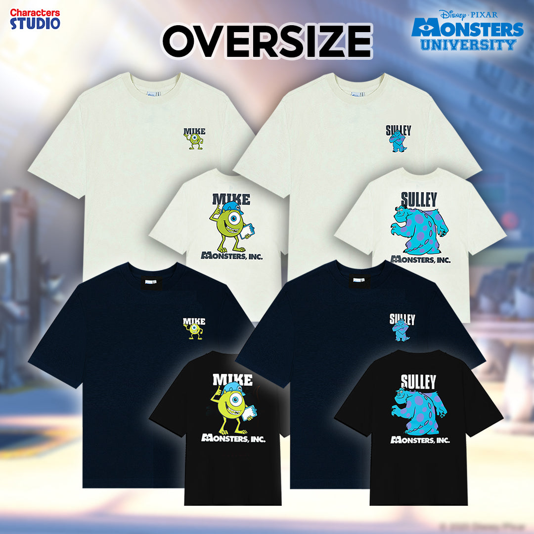 Disney Men Monsters university Mike Wazowski&sully  // Oversized T-Shirt// - เสื้อผู้ชายโอเวอร์ไซส์  ลายไมค์วาซาวสกี้&ซัลลี่