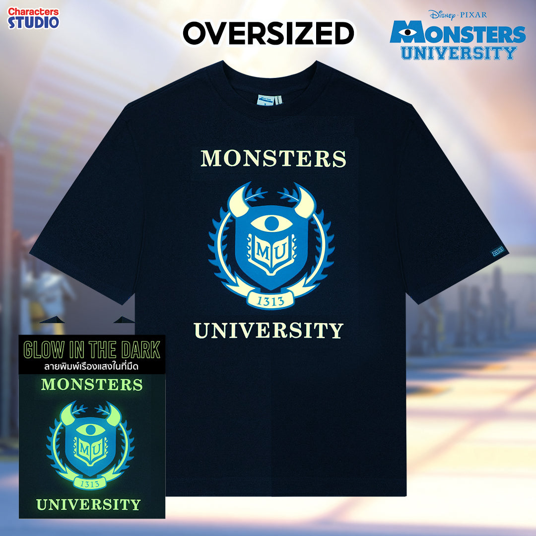 Disney Men Monsters university sully Oversized T-Shirt&Shorts - เสื้อยืดโอเวอร์ไซส์ผู้ใหญ่ มหาลัย มอนสเตอร์ ซัลลี่