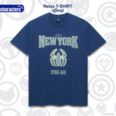 Marvel Men Spider-Man Glow In The Dark T-Shirt // Relax // - เสื้อยืดผู้ชายทรงลีแลคเรืองแสงในที่มืด