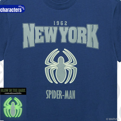 Marvel Men Spider-Man Glow In The Dark T-Shirt // Relax // - เสื้อยืดผู้ชายทรงลีแลคเรืองแสงในที่มืด