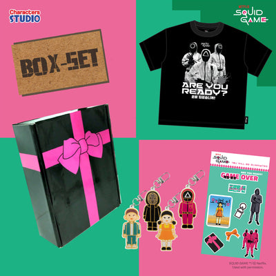 Squid Game Box Set Oversized- บ็อกเซ็ตรวมสินค้าสควิดเกม (T-shirts, sticker, keychain, card)