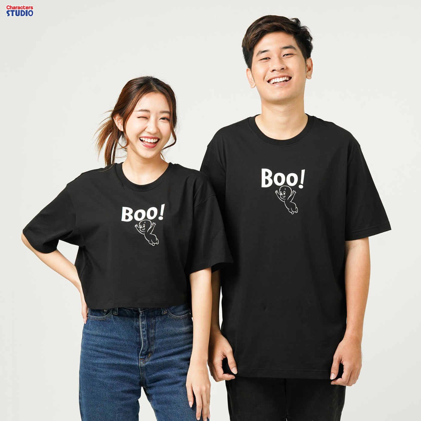 Universal Studios Men Casper The Friendly Ghost Glow In The Dark T-Shirt - เสื้อผู้ชายยูนิเวอร์แซล สตูดิโอ แคสเปอร์ ผีน้อยน่ารัก เทคนิคเรืองแสงในที่มืด