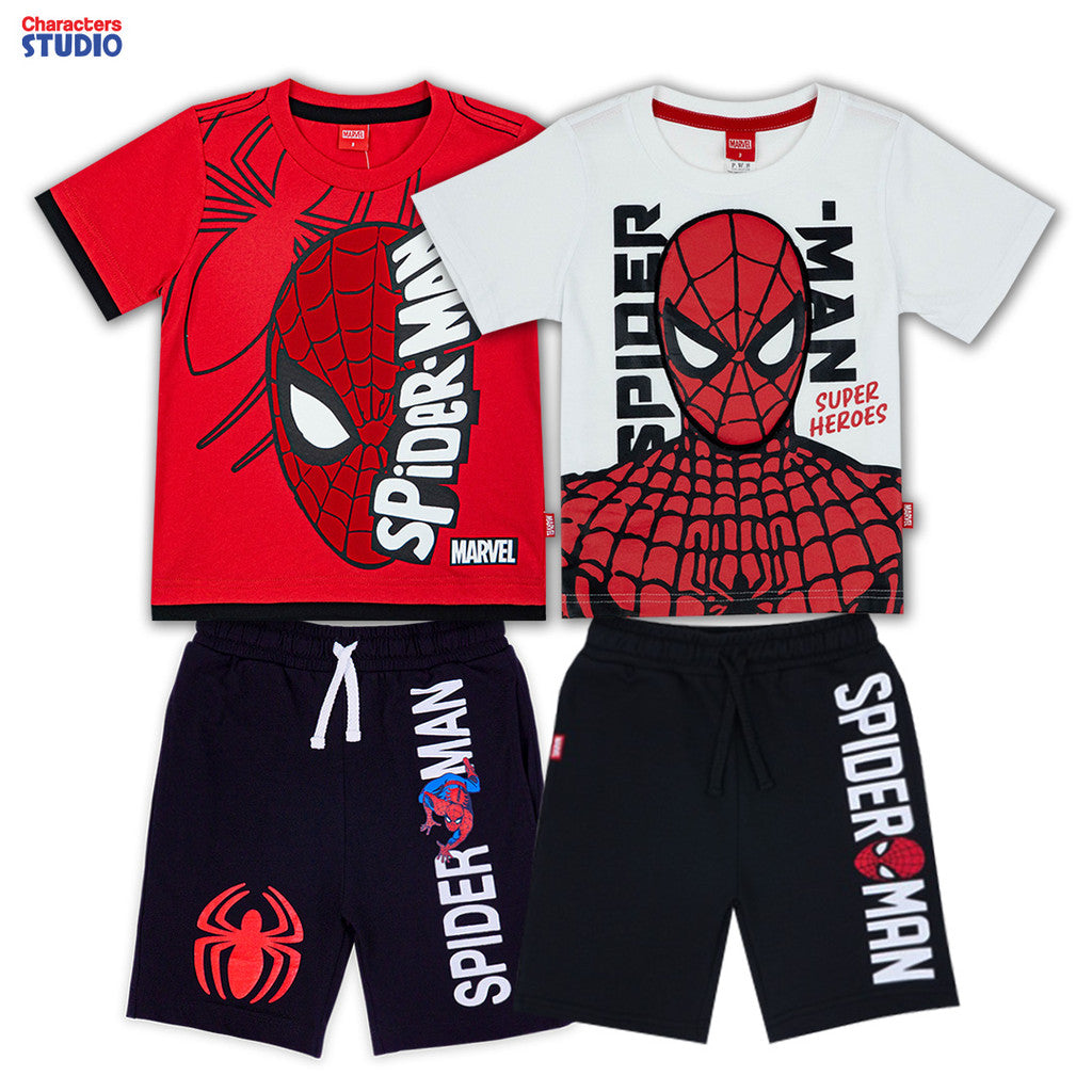 Marvel Boy Spider-Man T-shirt&Shorts - เสื้อยืด กางเกงเด็ก สไปเดอร์แมน ตัดต่อซาลาเปาเป็นกระเป๋าใส่ของได้