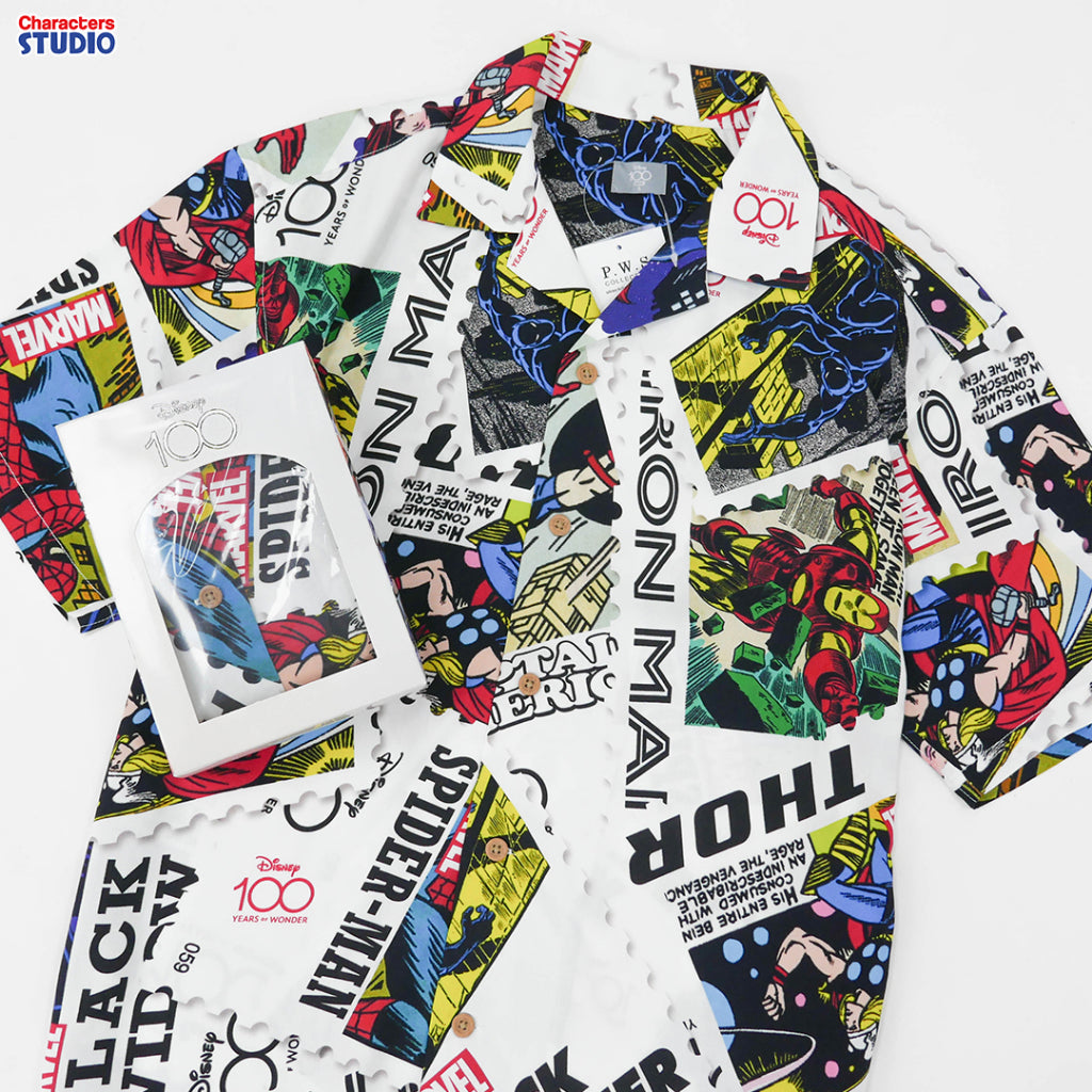 Marvel Men Hawaii T-Shirt - เสื้อเชิ้ต ฮาวาย ลายมาร์เวล ผ้าเรยอนสวมใส่สบาย สินค้าลิขสิทธ์แท้100% characters studio