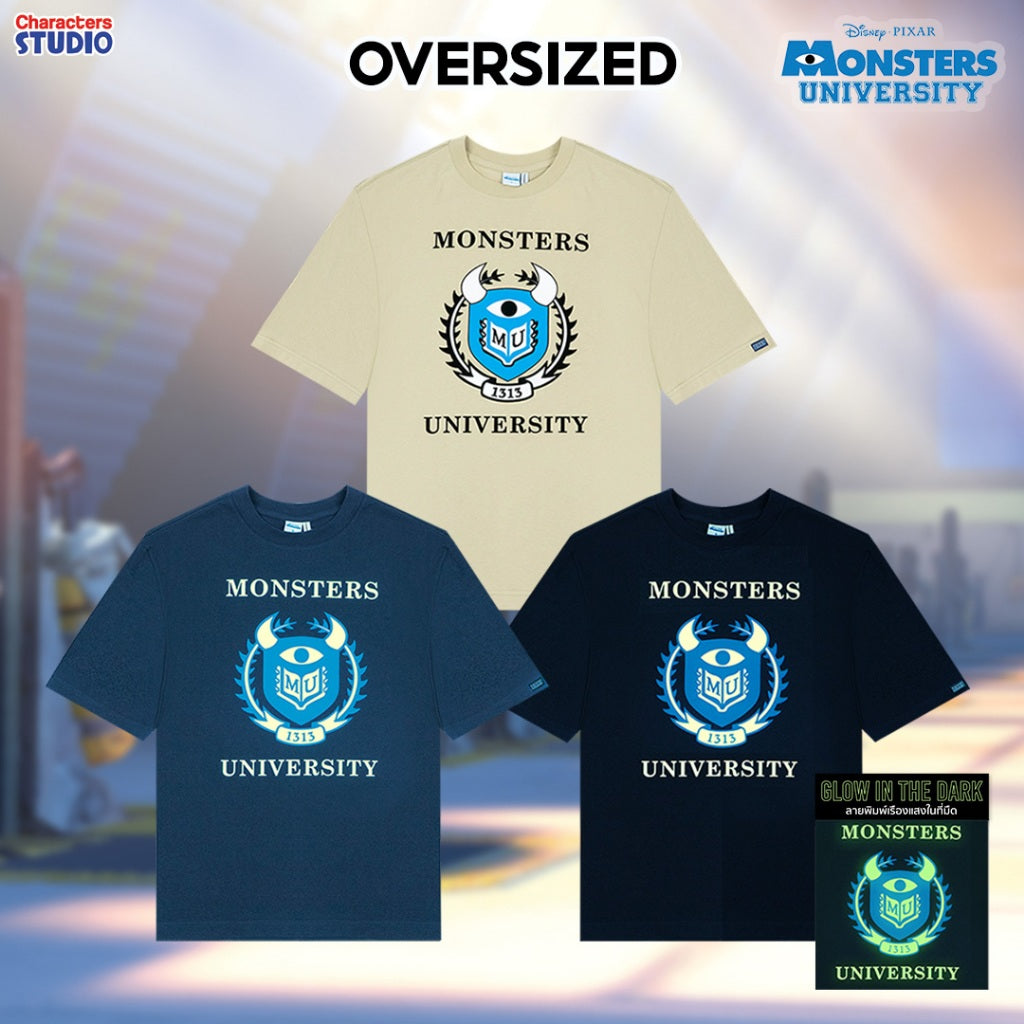 Disney Men Monsters university sully Oversized T-Shirt&Shorts - เสื้อยืดโอเวอร์ไซส์ผู้ใหญ่ มหาลัย มอนสเตอร์ ซัลลี่