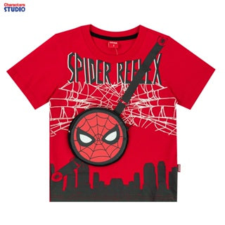 Marvel Boy Spider-Man T-shirt (with bag) & Shorts - เสื้อยืดเด็กสไปเดอร์แมนเสื้อติดกระเป๋าจริง และกางเกงขาสั้น 1-9ปี