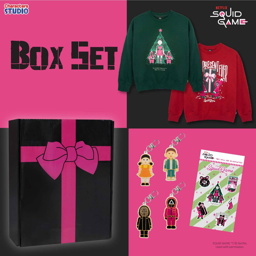 Squid Game Box Set Sweater - บ็อกเซ็ตรวมสินค้าสควิดเกม (Sweater, sticker, keychain, card)