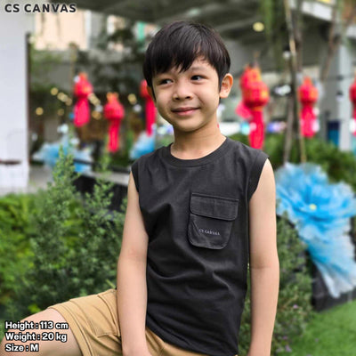 CS CANVAS BOY TANK TOP // Cozy Feel // - เสื้อกล้ามเปล่า เด็กผู้ชาย ผ้า cotton 100% ใส่สบาย ไม่ร้อน