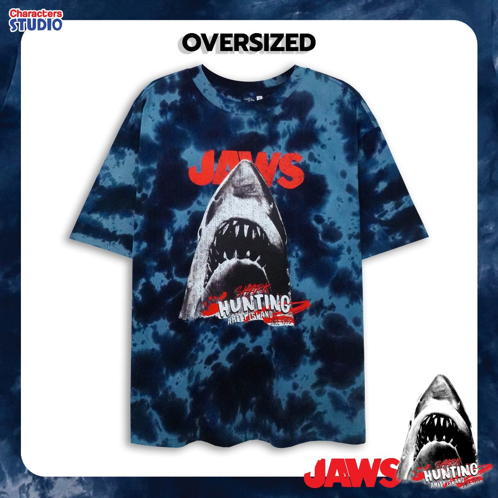 Universal Studios Men Jaws  // Oversized T-Shirt //  - เสื้อโอเวอร์ไซส์มัดย้อม ยูนิเวอร์แซล สตูดิโอ ลายจอว์ส มัดย้อม