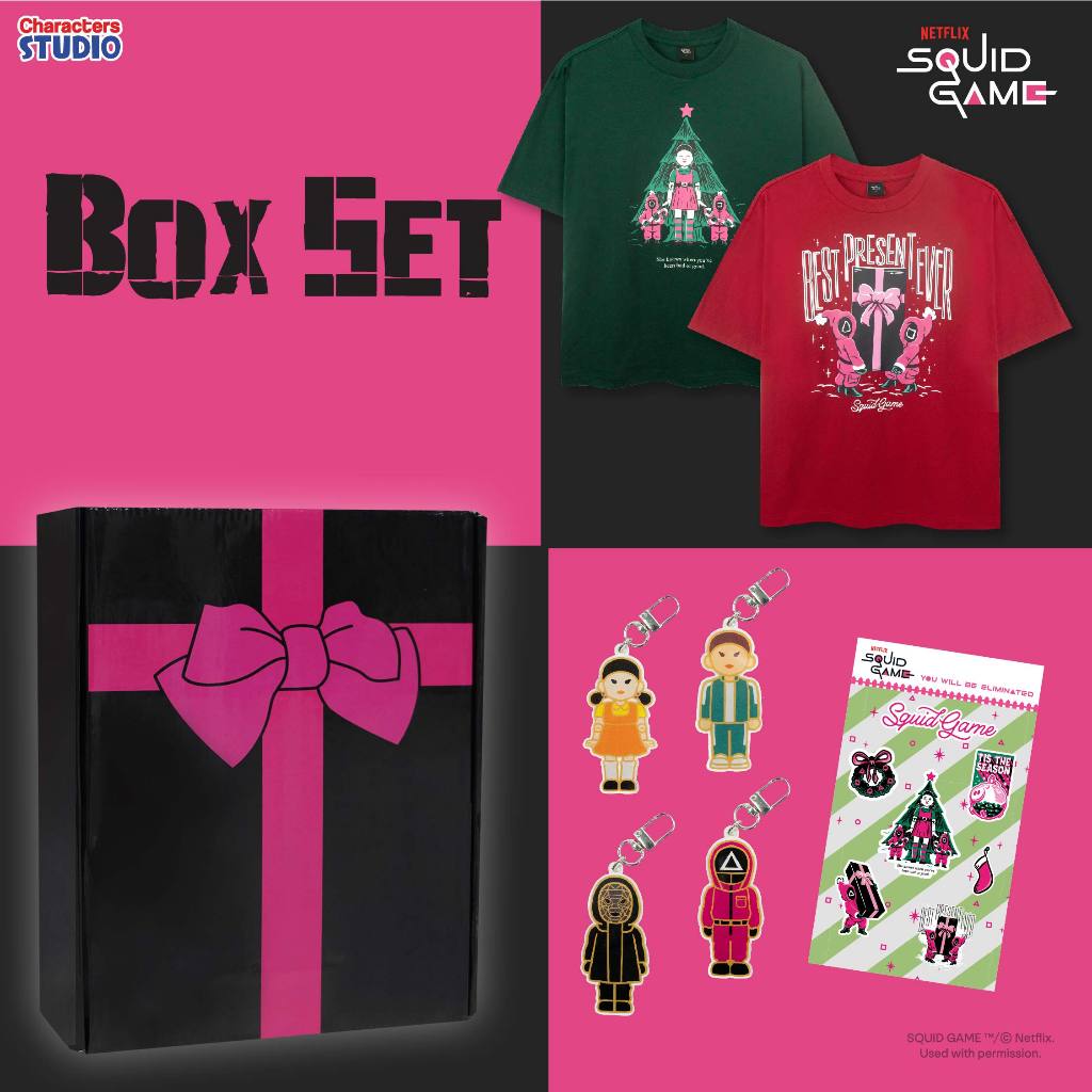 Squid Game Box Set Oversized T-Shirt - บ็อกเซ็ตรวมสินค้าสควิดเกม (T-Shirt, sticker, keychain, card)