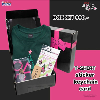 Squid Game Box Set Oversized T-Shirt - บ็อกเซ็ตรวมสินค้าสควิดเกม (T-Shirt, sticker, keychain, card)